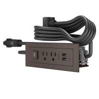 C2G Furniture Power Center with Power Switch, 2 Outlets and USB 2 x USB A + 2 x NEMA 5-15 Brown socket-outlet