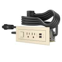 C2G Furniture Power Center with Power Switch, 2 Outlets and USB 2 x USB A + 2 x NEMA 5-15 Almond socket-outlet