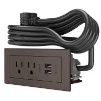 C2G Furniture Power Center with 2 Outlets and USB 2 x USB A + 2 x NEMA 5-15 Brown socket-outlet