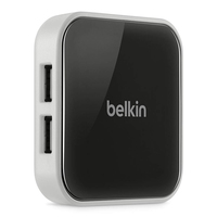 Belkin 4-Port Powered Desktop 480Mbit/s Black,Silver interface hub